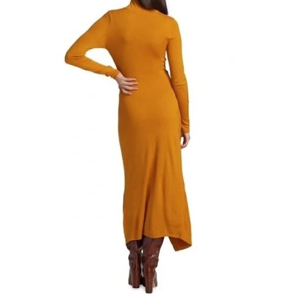 New AMUR Leticia Cable Rib Knit Orange Midi Dress NWT Small - Picture 7 of 17